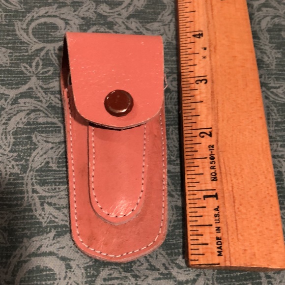 Vintage Pink Leather 4 piece Manicure Set travel purse size - Picture 2 of 12